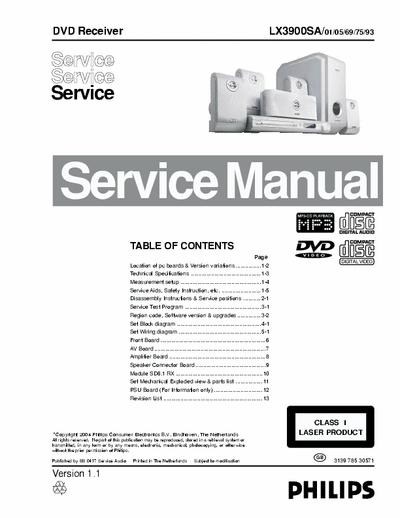 PHILIPS LX3900SA Service manual v1.1