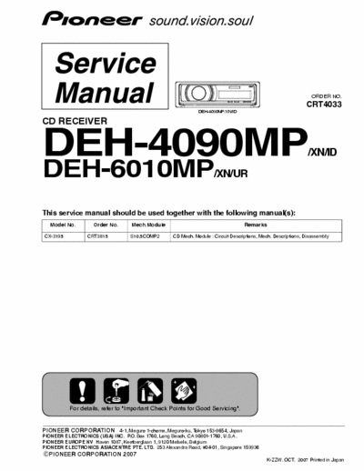 PIONEER DEH-4090MP DEH-6010MP PIONEER DEH-4090_DEH6010MP