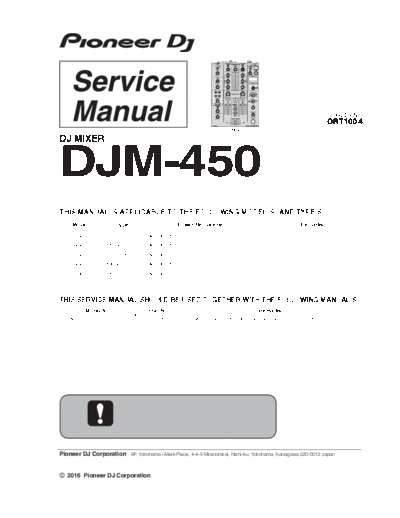 PIONEER DJM-450 PIONEER_DJM-450 QRT1004 service manual