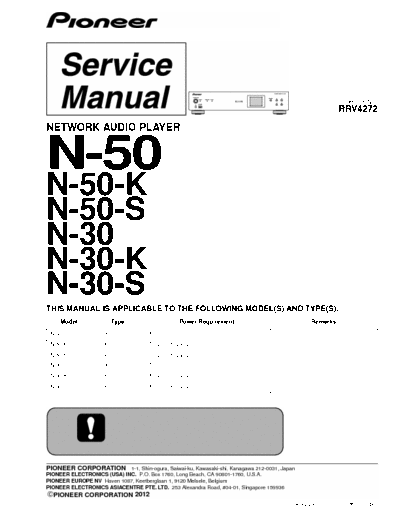 Pioneer N-30 , N-50 Network Audio Player service manual