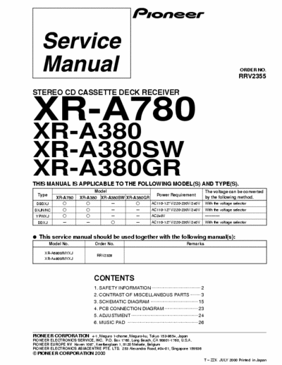 PIONEER XR-A380,XR-A780 S.M.