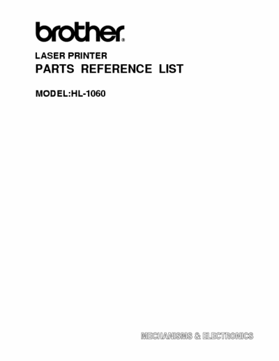 Brother HL-1060 Service Manual; Schematics; Parts List
