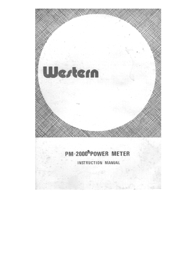 Western PM2000 Power meter instruction manual