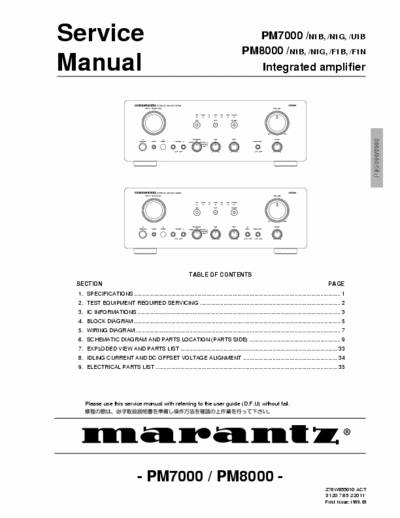 Marantz PM7000 PM8000 Service Manual
