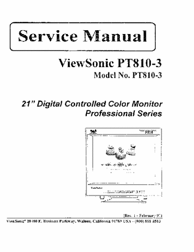 Viewsonic pt810 Viewsonic PT810-3, 21\" Digital Controlled Color Monitor Professional Series.
