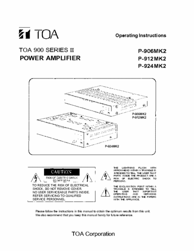 TOA 900 Operating Instructions