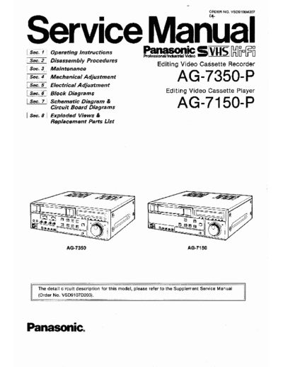 Panasonic AG-7350-P/AG-7150-P Service Manual