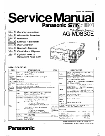 Panasonic AG-MD830 Service Manual