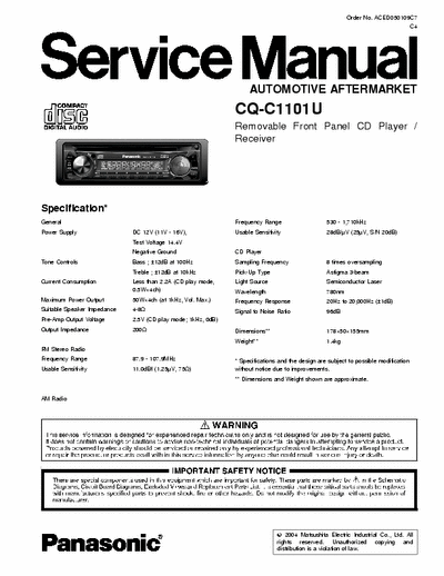 Panasonic CQC1101 car radio