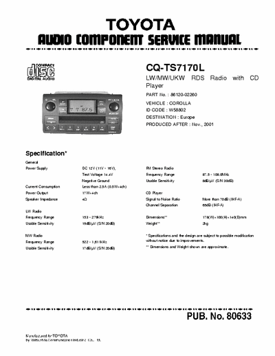 Panasonic CQTS7170L car radio