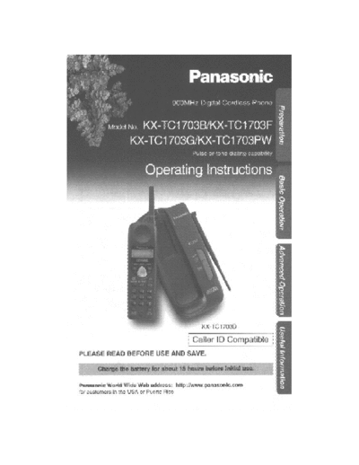 panasonic kx-tc1703 panasonic ; Model:kx-tc1703 ; Original: ; Description