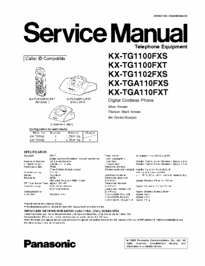 Panasonic KX-TG1100FX service manual