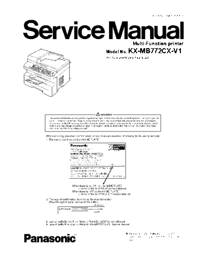 Panasonic KX-MB772CX Panasonic KX-MB772CX Service Manual