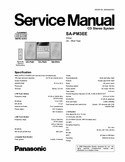 Panasonic SAPM3EE audio system