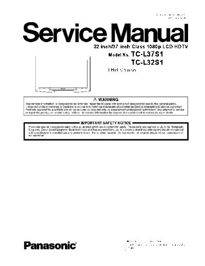 Panasonic TC-L32S1, TC-L37S1 Service Manual