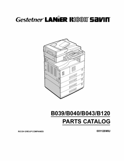 RICOH Aficio 1015 Parts Catalog