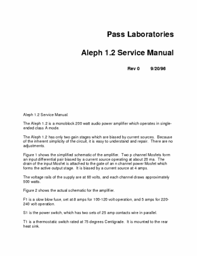 PassLabs Aleph1.2 power amplifier