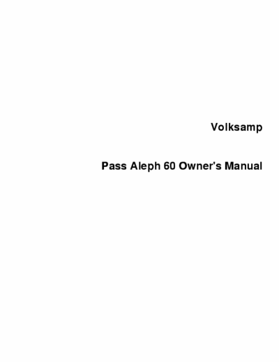 PassLabs Aleph60 power amplifier