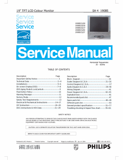 Philips 190B5 Philips 190B5 service manual