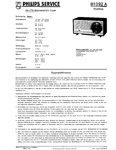 Philips B1D92A service manual