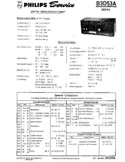 Philips B3D53A service manual