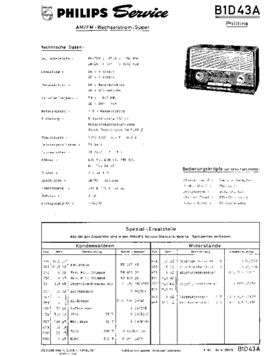 Philips Philitina B1D43A service manual