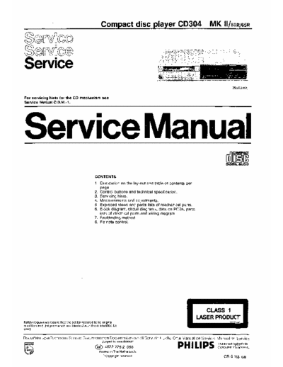 Philips CD304 Mk II Philips CD304 Mk II Compact Disc Player service manual