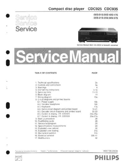 Philips CDC925, CDC935 cd changer
