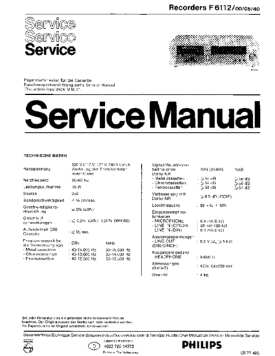 Philips Recorders F6112 service manual