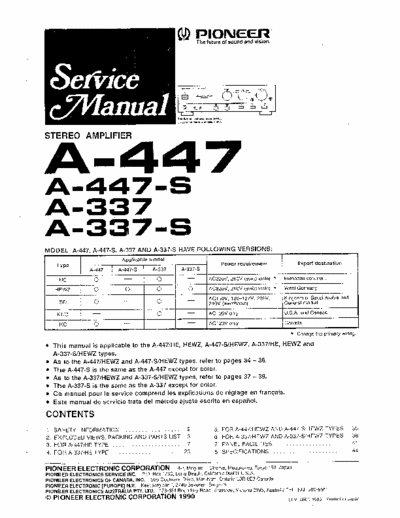 Pioneer A337, A447 integrated amplifier