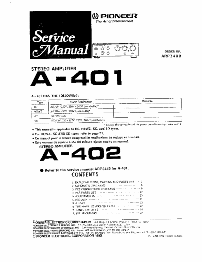 Pioneer A401, A402 integrated amplifier