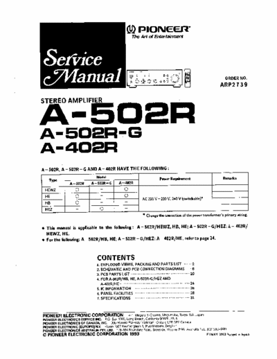 Pioneer A402, A502 integrated amplifier