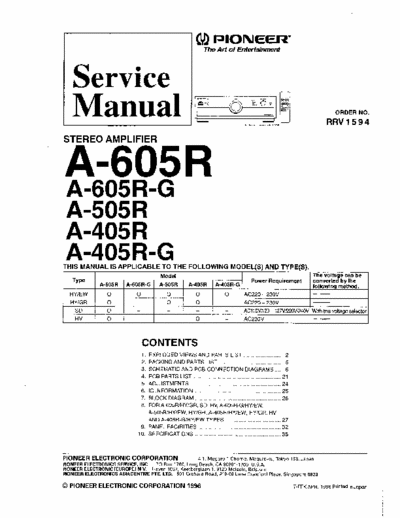 Pioneer A405, A505, A605 integrated amplifier