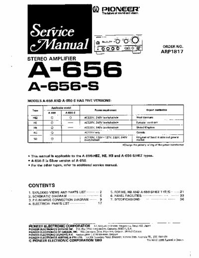 Pioneer A656S integrated amplifier (vers.docs)