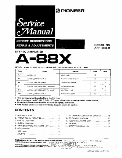 Pioneer A88X integrated amplifier (vers.docs)