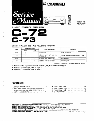 Pioneer C72, C73 preamplifier