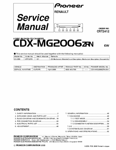 Pioneer CDXMG2006ZRN car cd changer (Renault)