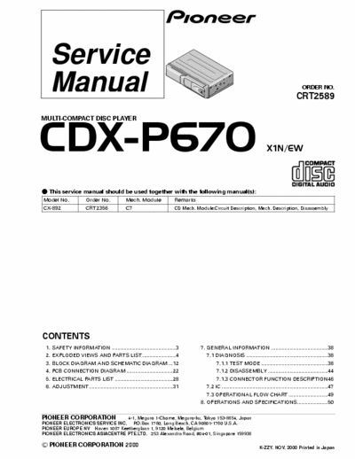 Pioneer CDXP670 car cd changer