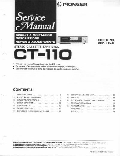 Pioneer CT110 cassette deck