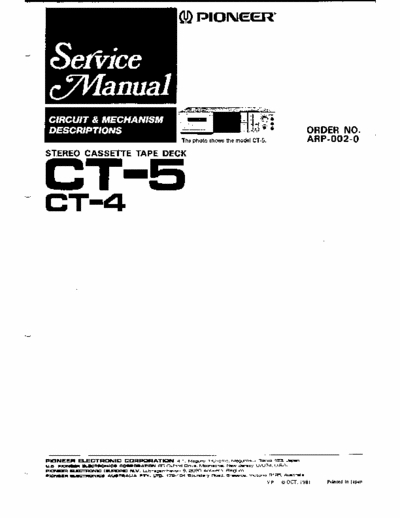 Pioneer CT4, CT5 cassette deck