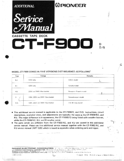 Pioneer CTF900 cassette deck