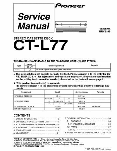 Pioneer CTL77 cassette deck