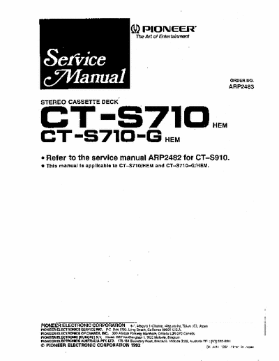 Pioneer CTS710 cassette deck (all files eServiceInfo: 
//www.eserviceinfo.com/service_manual/datasheets_a_0.html )