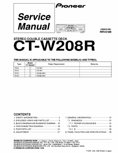 Pioneer CTW208R cassette deck