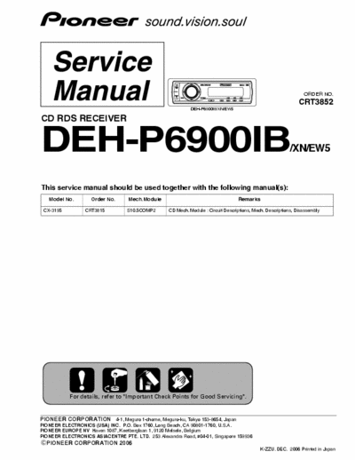 Pioneer DEHP6900IB car radio