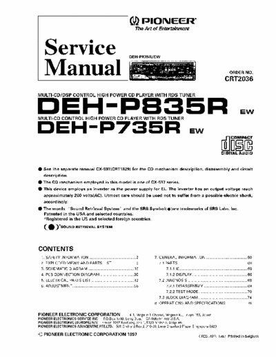 Pioneer DEHP735, DEHP835 car radio