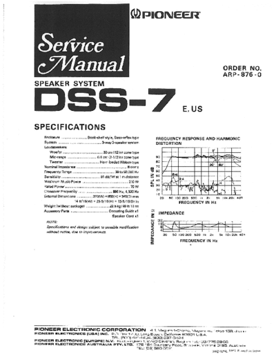 Pioneer DSS-7 Service Manual, Pioneer Speaker, DSS-7