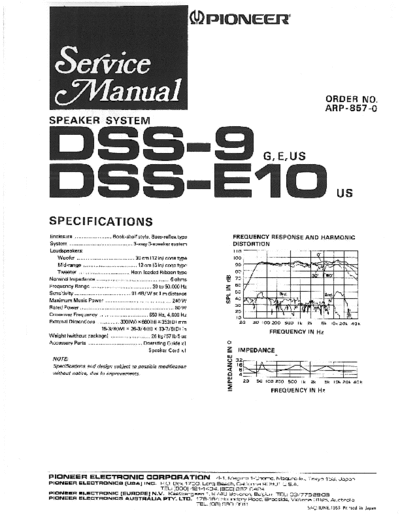 Pioneer DSS-9, DSS-10 Service Manual, Pioneer Speaker, DSS-9, DSS-10