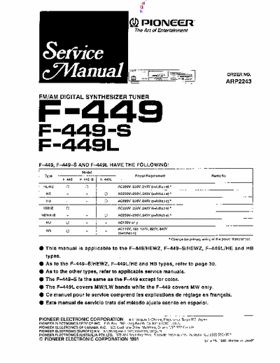 Pioneer F449 tuner