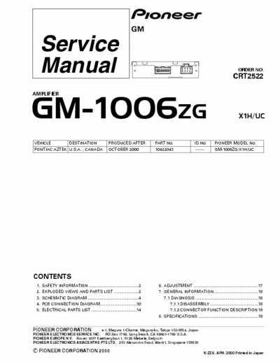 Pioneer GM1006 car amplifier